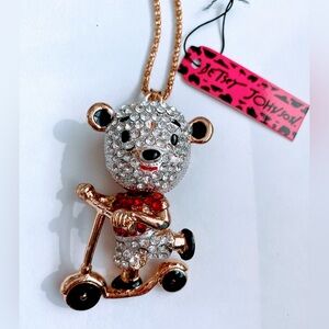 Bear on a Scooter Pendant Necklace